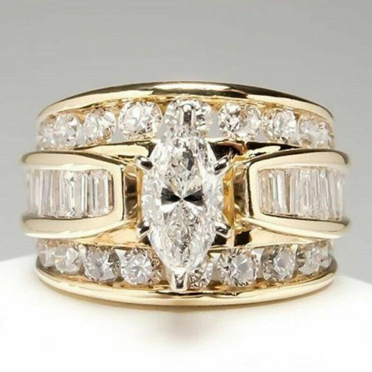 Fashion 18K Gold Plated Rings for Women Cubic Zirconia Wedding Jewelry Size 6-10